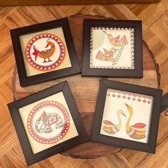 Set of four 4 small decorative cottagecore pictures, framed, glass - Picture 2 of 13